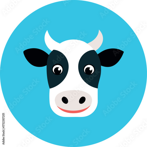 A cute, funny cartoon cow illustration of a dairy animal on a farm is a whimsical vector art of a cattle mammal