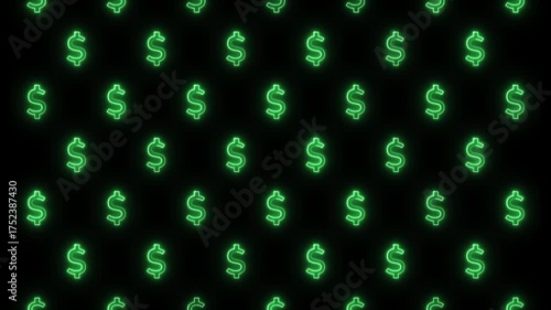 Abstract  dollar sign grid background with neon glow