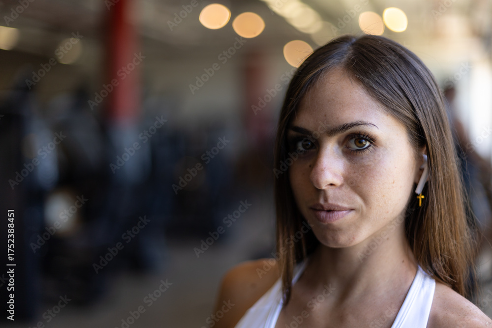 Obraz premium Young woman focused on fitness goals, actively working out at a gym