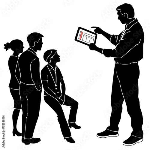 Business presentation with tablet and audience