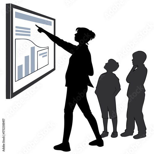 Teacher explaining graph to students