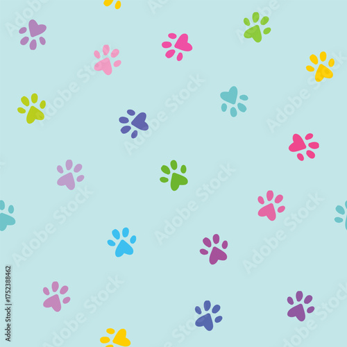 Cute little pet paws seamless pattern background