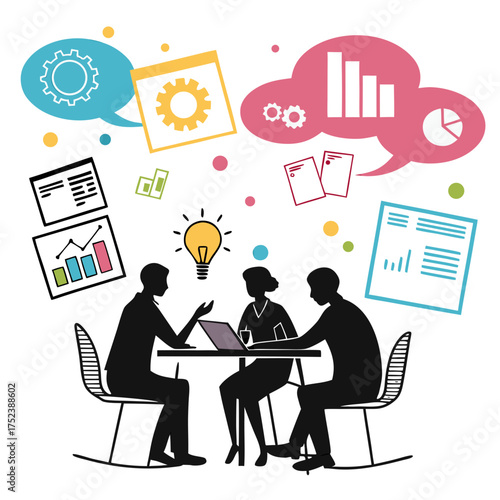 Business team brainstorming and sharing ideas