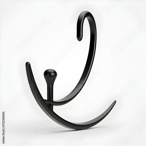 Black Plastic Clothes Hanger Isolated on White Background