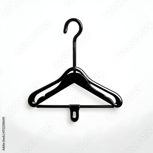 Black Plastic Clothes Hanger Isolated on White Background