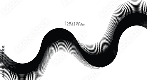 Modern abstract wavy line background, black and white flowing curve pattern, minimal geometric motion design for banner, poster and digital artwork