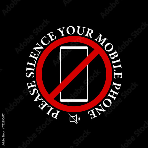 Please silence your mobile phone icon isolated on black background