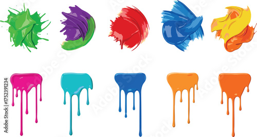 Vibrant Paint Splatters and Drips A Collection of Artistic Expressions