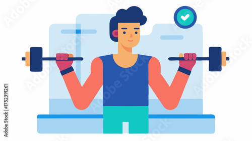 A person lifting weights in a gym equipped with a wristband that provides realtime feedback on strength training metrics displayed via an app.