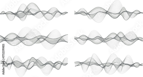 Abstract Gray Waveform Pattern Set for Data Visualization and Audio Design