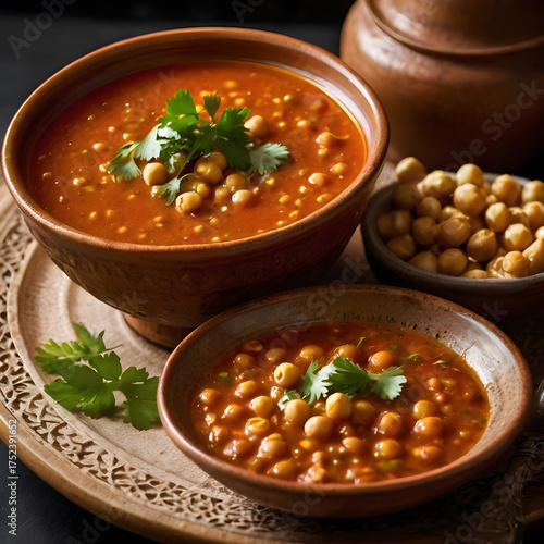 Delicious Chickpea Stew in Rustic Bowls with Fresh Herbs A Hearty and Flavorful Meal