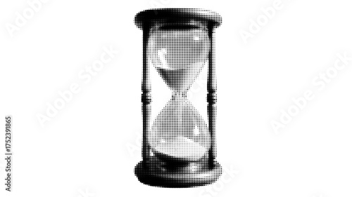 Hourglass Time Collage Isolated Element at the White Background. Vintage clock element with newspaper texture for concept art bg..