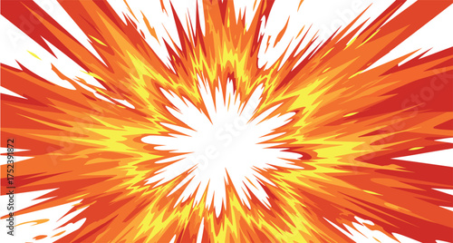 Fiery Explosion with Dynamic Orange and Yellow Rays Emanating from a Central Point