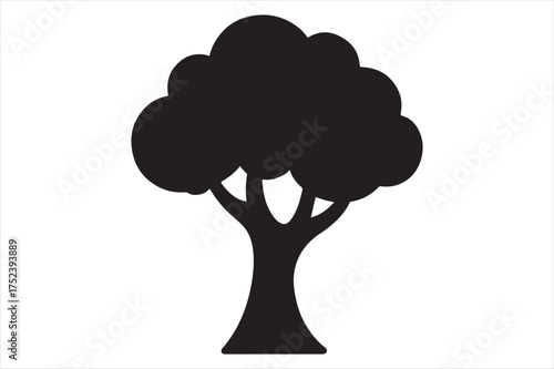 Silhouette of a stylized tree silhouette a white background