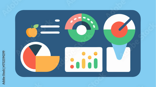 A stylized dashboard displaying macros and calorie breakdowns complemented by a progress bar showing realtime adherence to fitness goals.