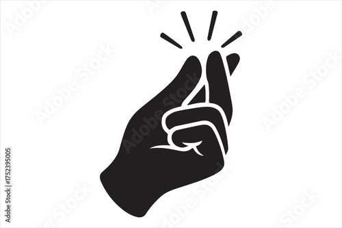 Hand snapping fingers symbol represents ease silhouette a white background