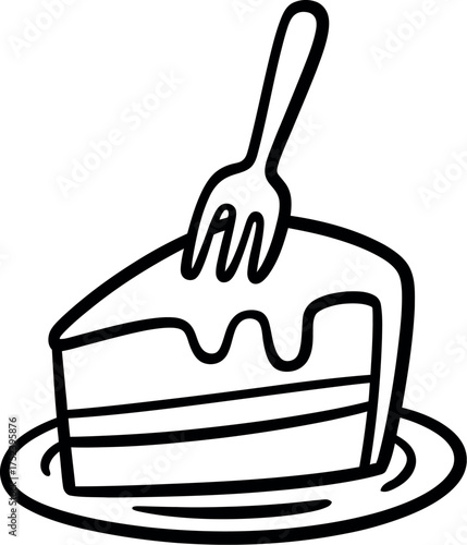 Vector art of slice of cake with fork for your project needs
