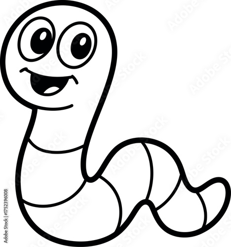 Vector art of happy worm cartoon character with a big smile