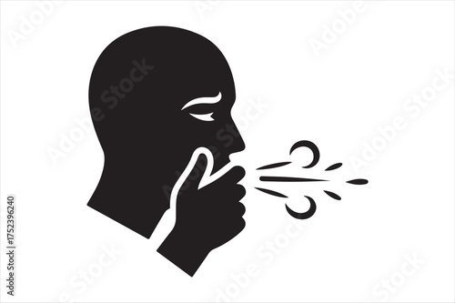 Person coughing silhouette icon medical concept silhouette a white background