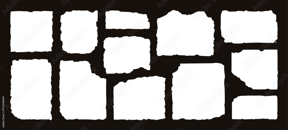Fototapeta premium White torn paper fragments on dark background vector