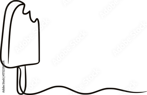 Minimalist line drawing of a bitten ice pop frozen treat dessert