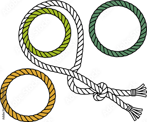 Three braided ropes forming loops and a knot green