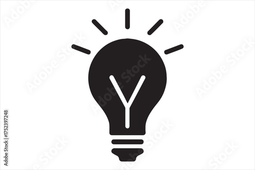 Illuminated light bulb symbolize creative ideas silhouette a white background