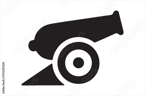 Silhouette of an old cannon icon silhouette a white background