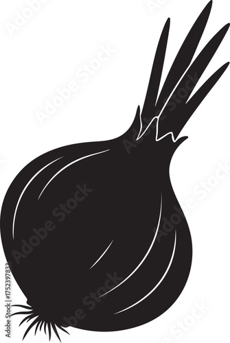 Minimalist Onion Vector Silhouette, Modern Black Shape Illustration, Scalable High-Resolution Vegetable Design