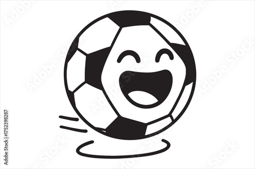 Joyful cartoon soccer ball character animation ready silhouette a white background