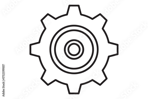 Simple gear cog icon outline symbol silhouette a white background