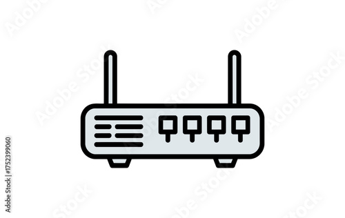 Vector art of gray router with black outline for internet access