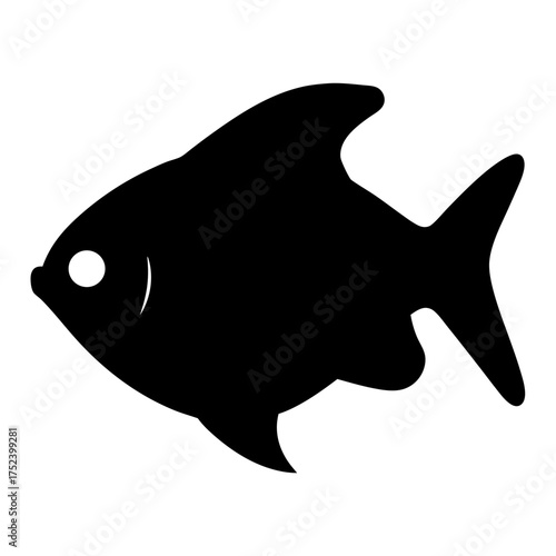 Black skirt tetra fish vector illustration scalable clean design aquatic animal icon for stock use silhouette
