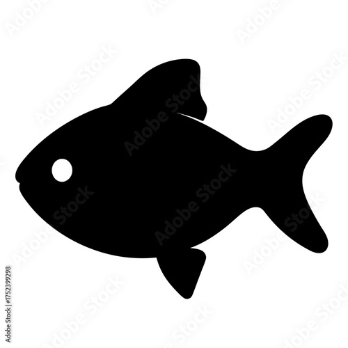 Black skirt tetra fish vector illustration scalable icon for aquatic life themes and marine biology projects silhouette