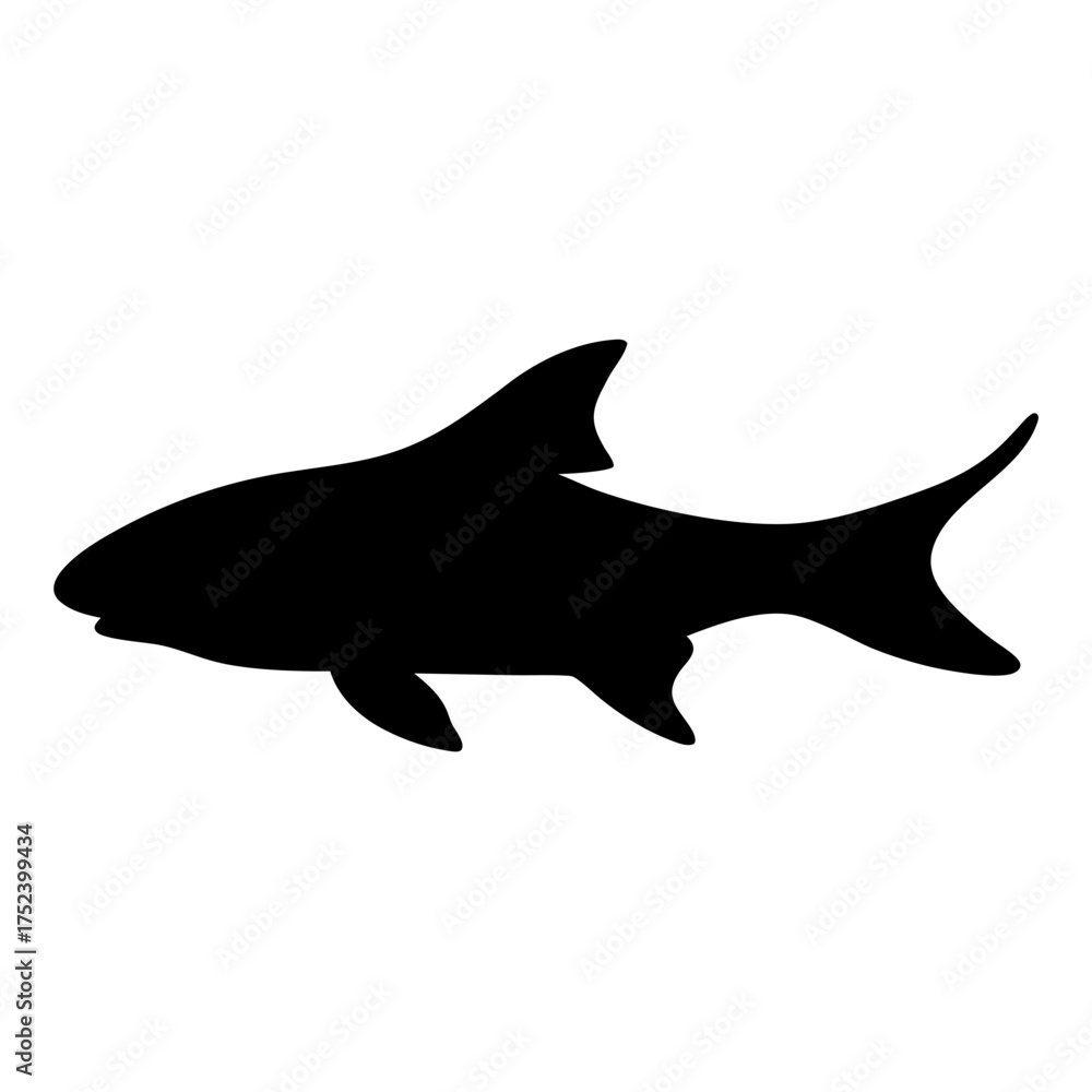 Fototapeta premium Scalable corydoras catfish vector illustration clean line art aquatic pet icon for nature and aquarium designs silhouette