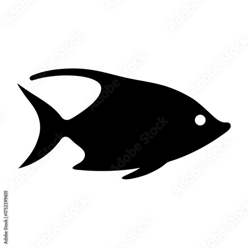 Scalable vector illustration of a glass catfish icon for aquatic and underwater themed designs silhouette