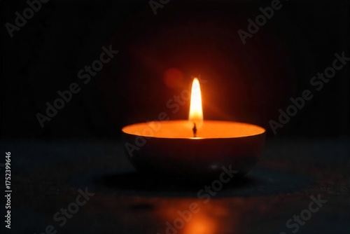 Serene Candlelight Glow Flickering Flame and Warm Amber Light on Dark Background, Perfect for Relaxation, Meditation, and Spiritual Themes