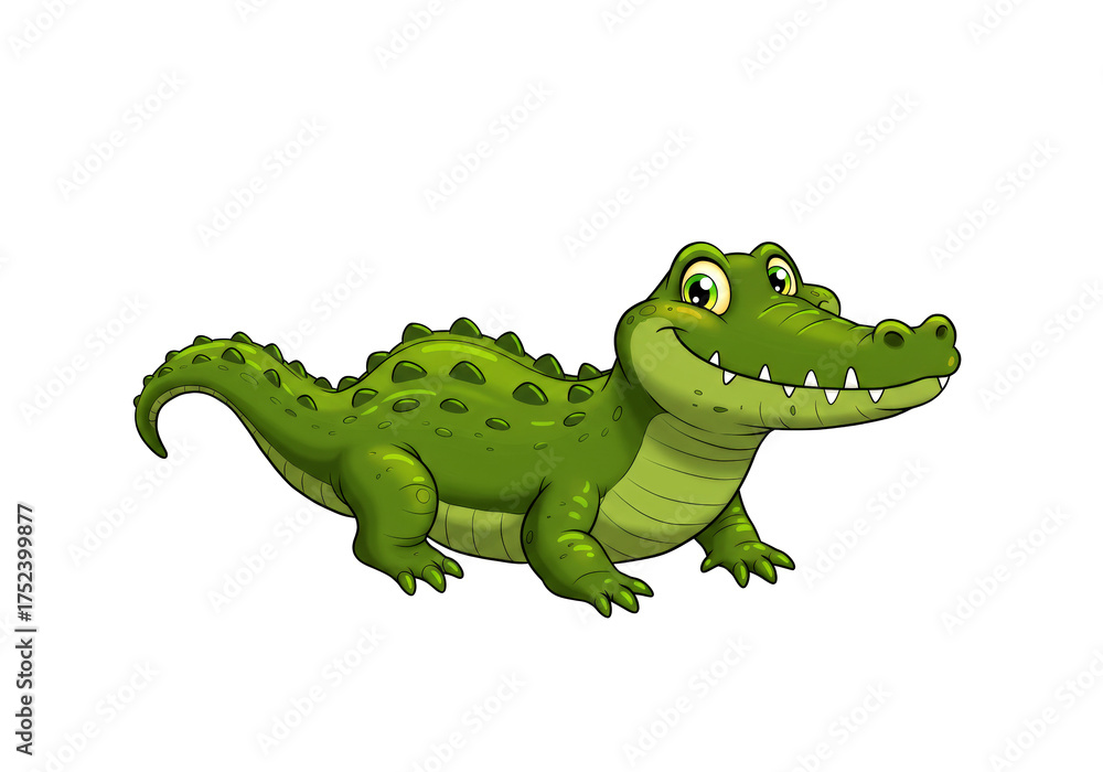 Fototapeta premium Cartoon crocodile on a white background