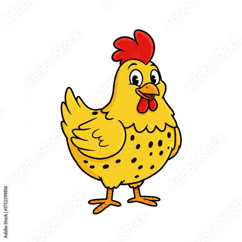 Cartoon hen on a white background