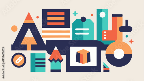 A stylized representation of various typography styles showcasing different font pairings and their applications in graphic design.