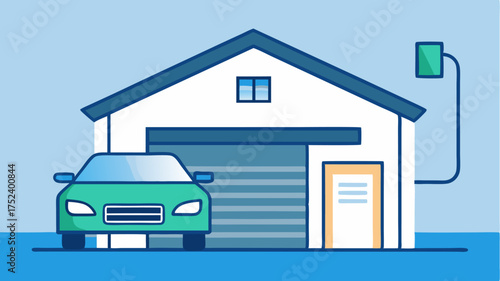 A garage with a smart door or electric vehicle charger and integration of security features accessible via a wearable device.