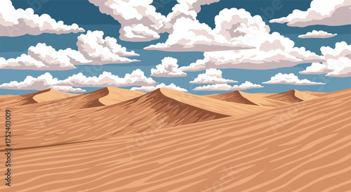 Majestic desert landscape with dramatic cloud-filled sky