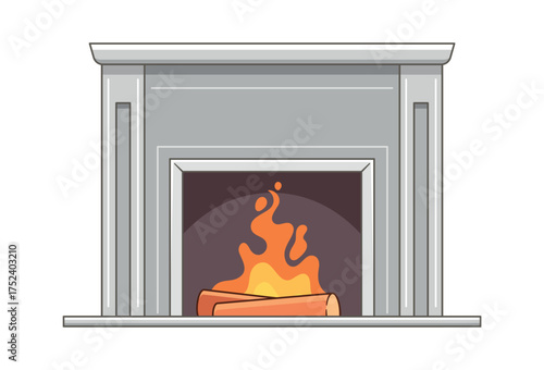 Stone fireplace home interior cartoon