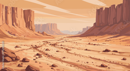 Majestic desert canyon landscape with rugged cliffs and expansive horizon