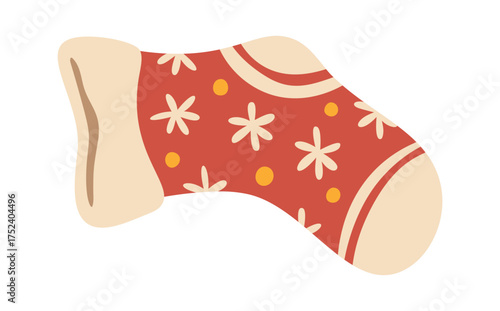 Red winter sock with snowflakes