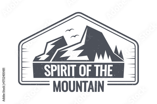 Mountain spirit black-and-white emblem design