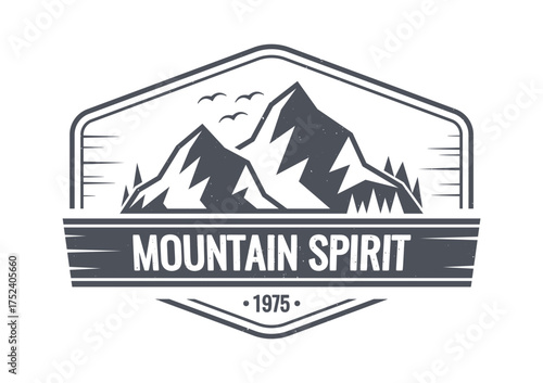 Mountain spirit camping black-and-white emblem