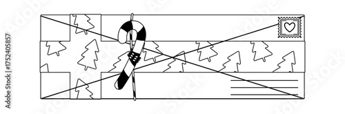 Festive envelop Christmas postcard correspondence