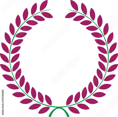 Elegant purple laurel wreath symbol of victory and achievement
