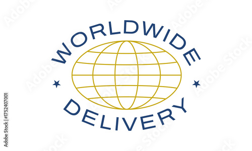 World delivery logo, emblem. Simply worldwide delivery logo. Vector illustration